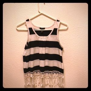 Navy and white striped crop top